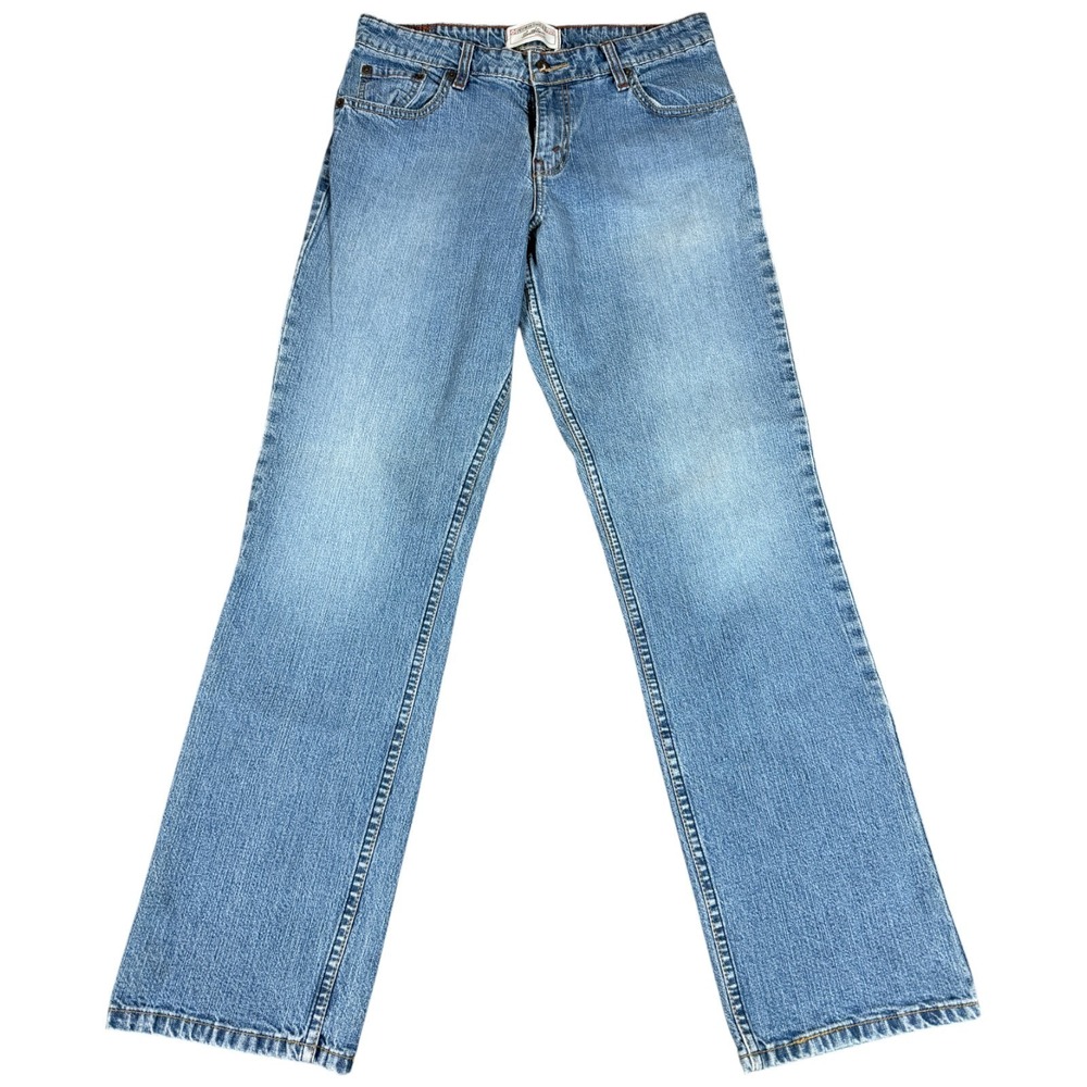 Levi Strauss Signature Jeans Womens 30X31 Blue Logo Cotton Mid Rise Straight Leg
